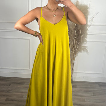 Vestido oversize de alças Amarelo