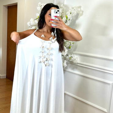 Vestido oversize de alças Branca
