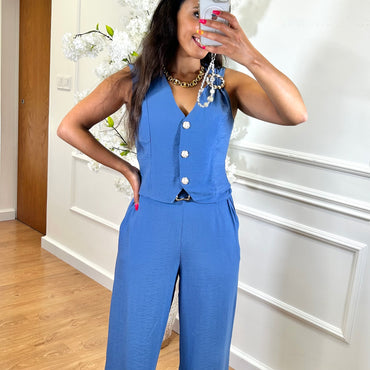 Conjunto colete + Pantalona Azul