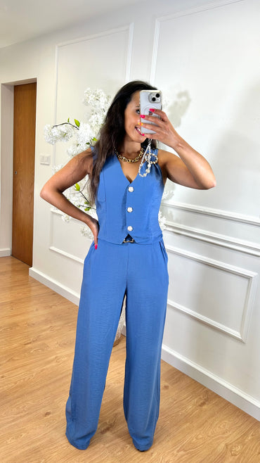 Conjunto colete + Pantalona Azul