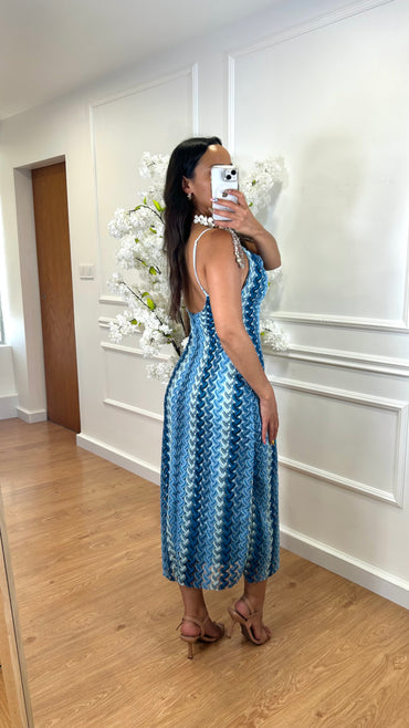 Vestido de Rede tons de Azul
