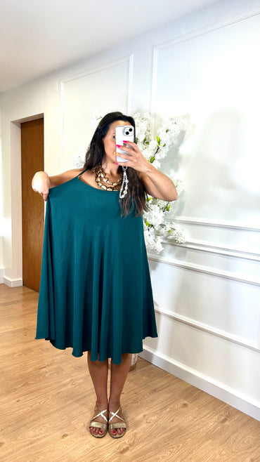 Vestido Midi oversize de alças Verde esmeralda
