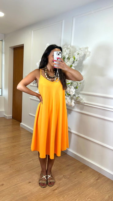 Vestido Midi oversize de alças Laranja