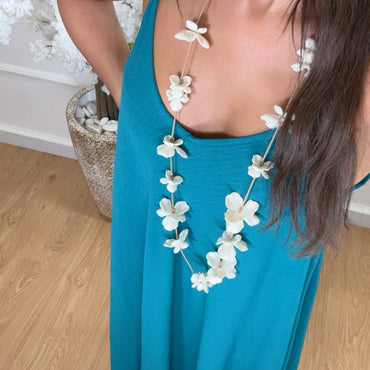 Vestido oversize de alças Azul Petroleo