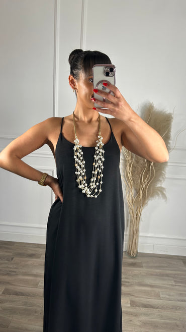 Vestido de Alças Cruzadas Preto