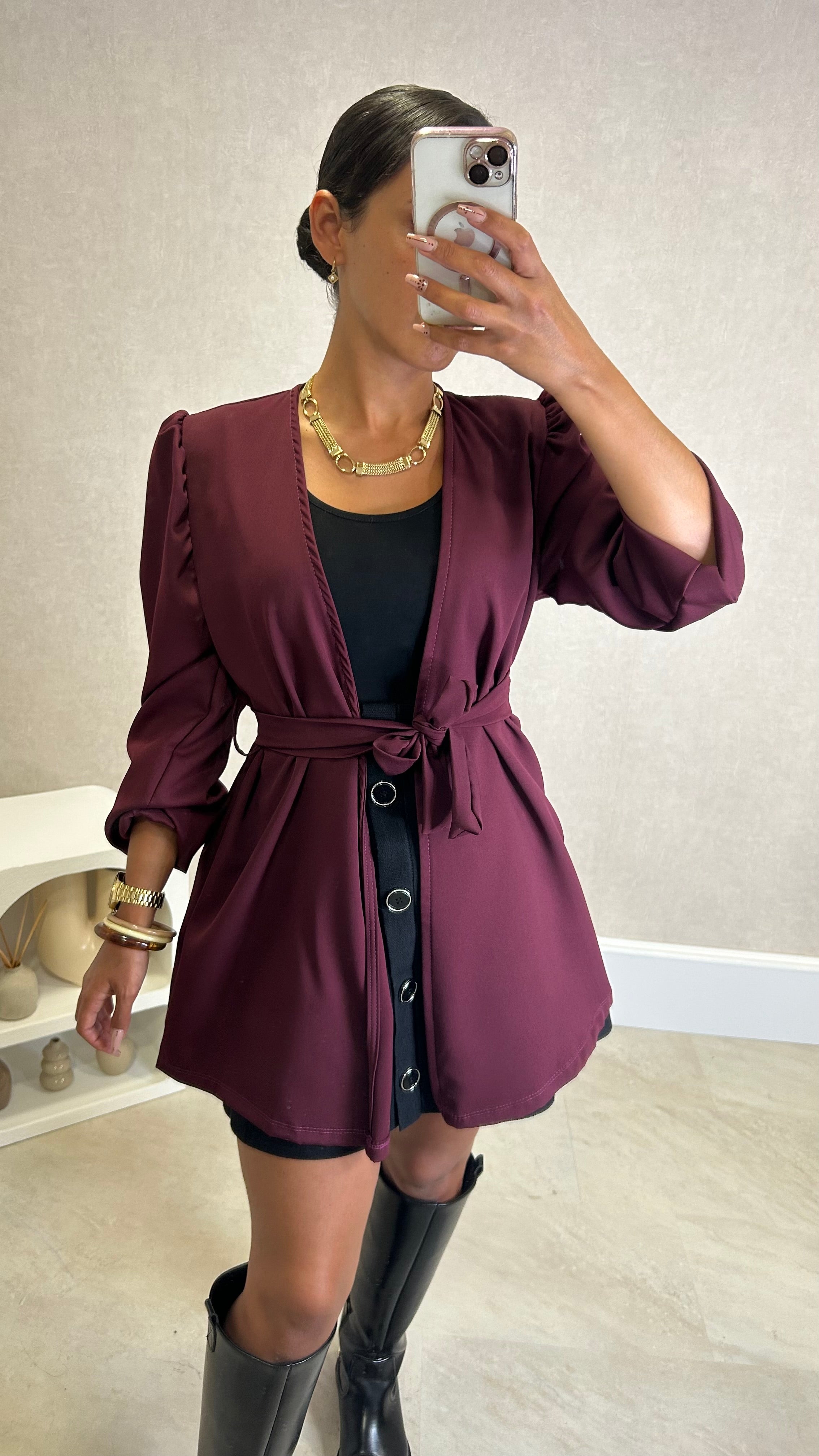 Blusa/Blazer Acetinado Bordeaux