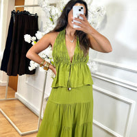 Conjunto Top + Saia em Verde Oliva