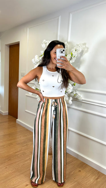 Pantalona Riscas Tons de Verde