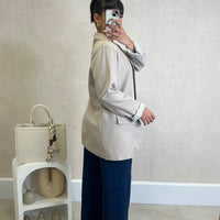 Blazer com Forro Listrado Bege