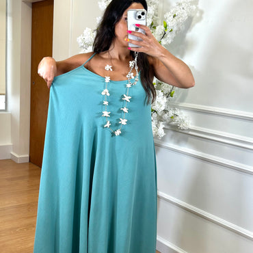 Vestido oversize de alças Menta
