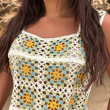 Top Crochet Verde e Amarelo