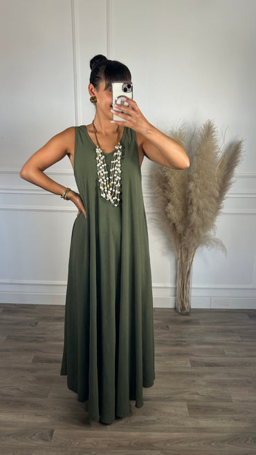 Vestido oversize de alça grossa Verde Tropa