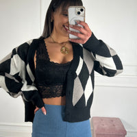 Cardigan Losangos cinza