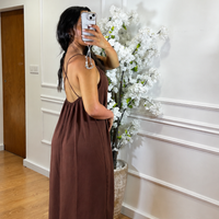 Vestido de Alças Cruzadas Castanho