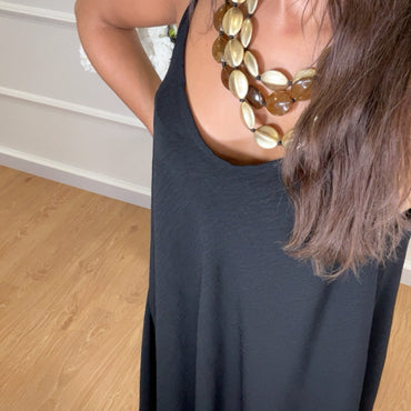 Vestido Midi oversize de alças Preto