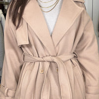 Casaco de Fazenda Comprido Texturado Camel