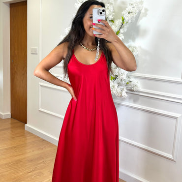 Vestido Acetinado Vermelho