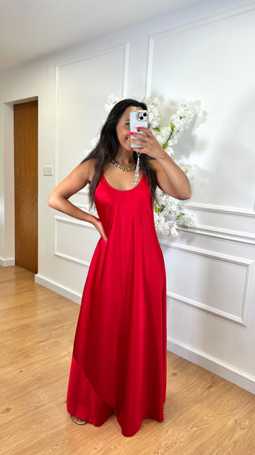Vestido Acetinado Vermelho