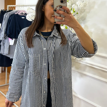 Camisa de Riscas Azul marinho