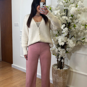 Cardigan Bege com botoes revestidos