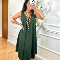 Vestido Midi com alça larga Verde Seco