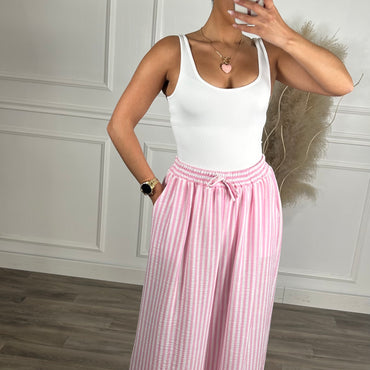 Pantalona riscas rosa