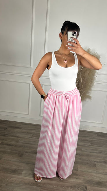 Pantalona riscas rosa