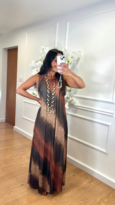 Vestido de Lycra comprido estampado