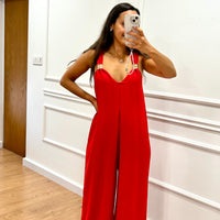 Macacão oversize com argola dourada em Vermelho