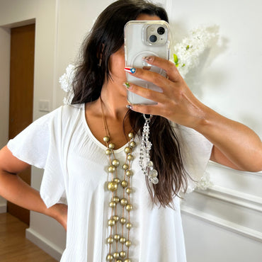 Vestido oversize com folho na manga em Branco