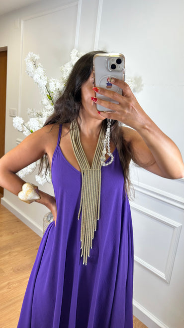 Vestido oversize de alças Roxo