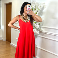 Vestido Midi oversize de alças Vermelho