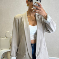 Blazer com Forro Listrado Bege