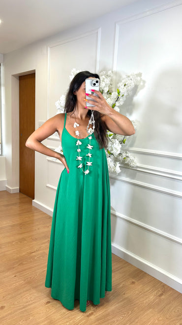 Vestido oversize de alças Verde Bandeira