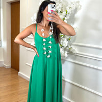 Vestido oversize de alças Verde Bandeira