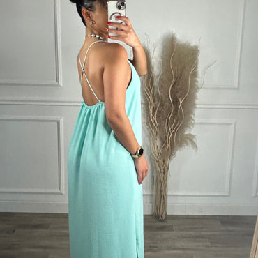 Vestido de Alças Cruzadas Turquesa