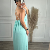 Vestido de Alças Cruzadas Verde água
