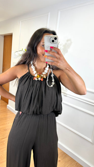 Conjunto Top + Pantalona Castanho
