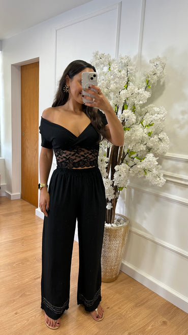 Pantalona com brilhos Preto