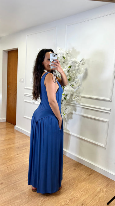 Vestido Cintura Cinderela Azulão