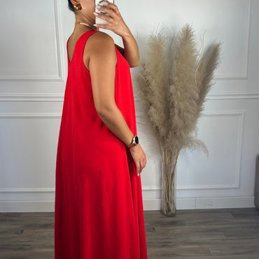 Vestido oversize de alça grossa Vermelho