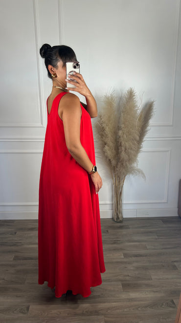 Vestido oversize de alça grossa Vermelho
