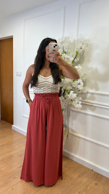 Pantalona com elastico Tijolo
