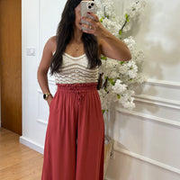 Pantalona com elastico Tijolo