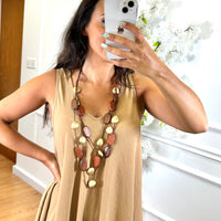 Vestido Midi com alça larga Camel