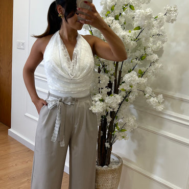 Body Com Folho em Renda Branco