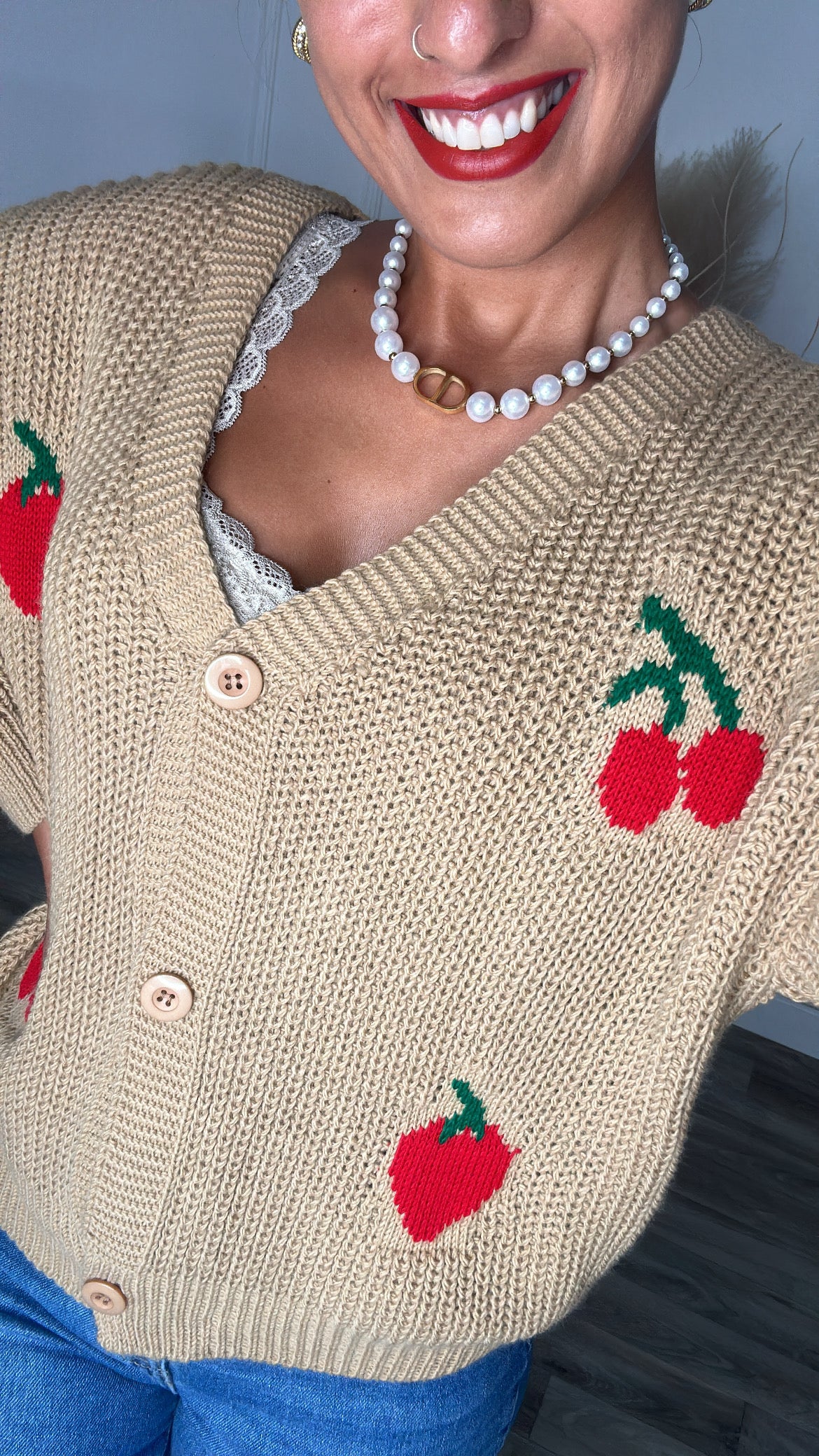 Cardigan Cherry Camel