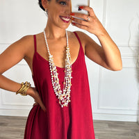 Vestido oversize de alças bordo