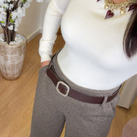 Calça Fazenda Pied de Poule com cinto Castanho Escuro