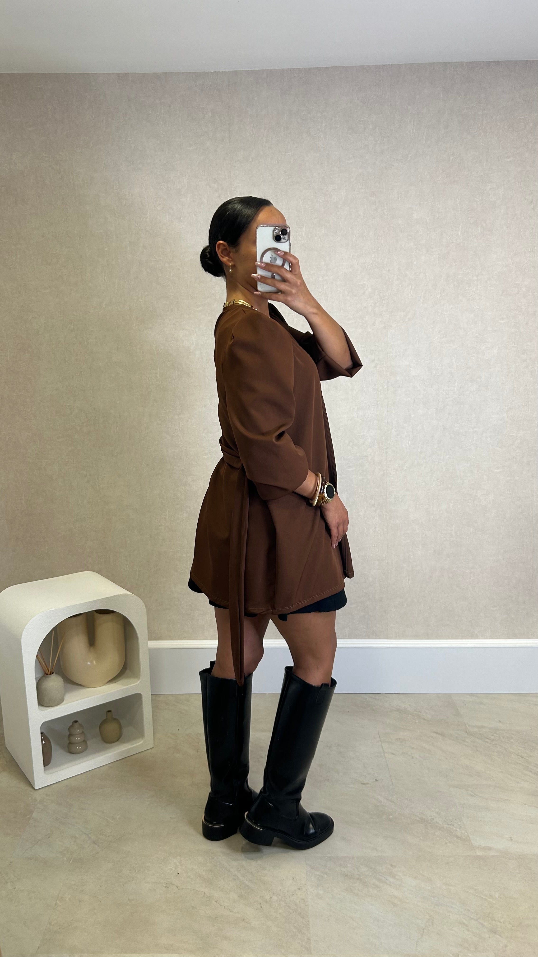 Blusa/Blazer Acetinado Castanho